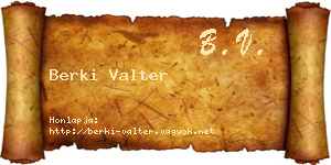 Berki Valter névjegykártya